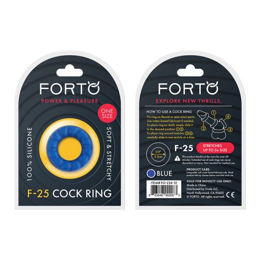 Forto F-25 Liquid Silicone Cockring 23Mm Blue