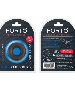 Forto F-33 Liquid Silicone Cockring Medium Black
