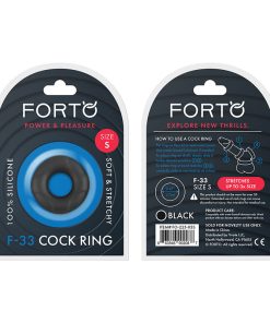 Forto F-33 Liquid Silicone Cockring Small Black