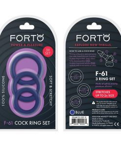 Forto F-61 3-Piece Silicone Cockring Set Blue