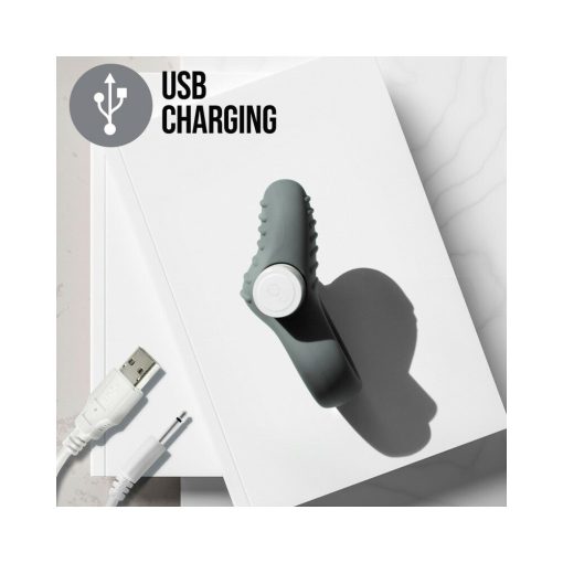Noje C1.Ring Rechargeable Vibrating Silicone Cockring Slate - Image 8