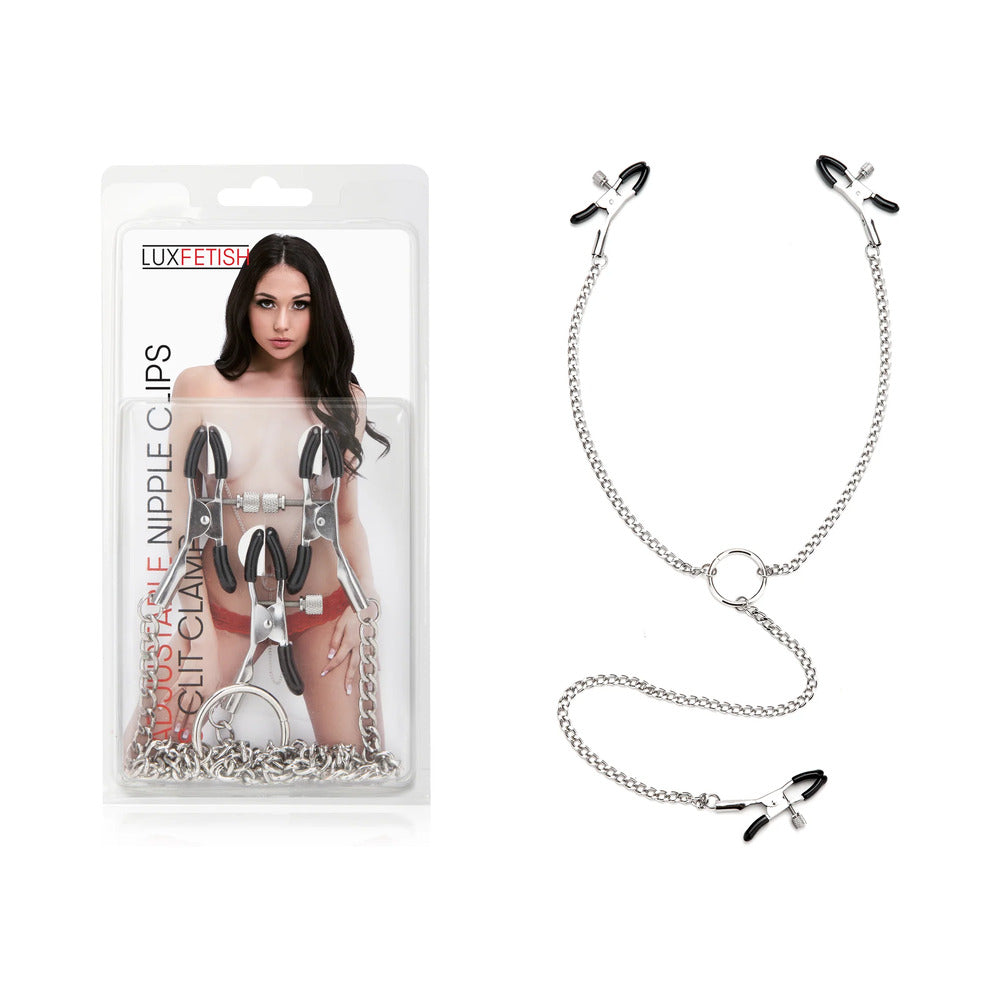Lux Fetish Adjustable Nipple Clips & Clit Clamp 1 Lux Fetish Adjustable Nipple Clips & Clit Clamp