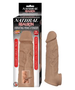 Natural Realskin Vibrating Penis Xtender - Brown