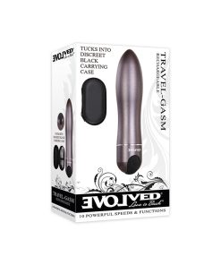 Evolved Travel-Gasm Rechargeable Metal Bullet Vibrator With Carrying Case Gunmetal
