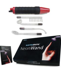 kinklab neon wand red handle electrostimulation kit with 4 glass electrode attachments