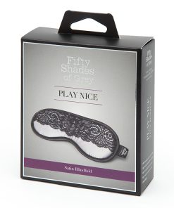 Fifty Shades Of Grey Play Nice Satin Blindfold With Lace Trim Gray
