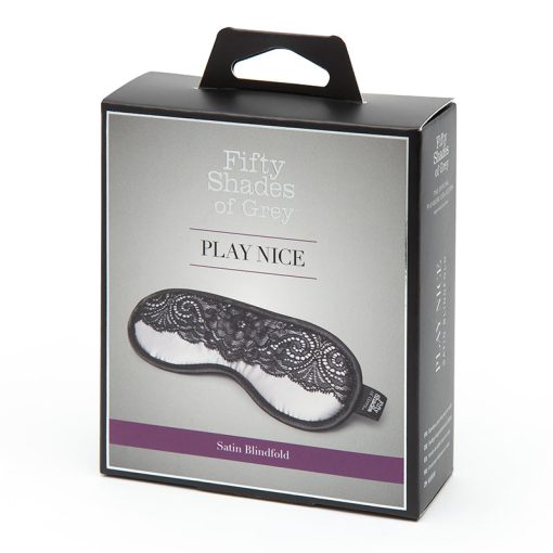Fifty Shades Of Grey Play Nice Satin Blindfold With Lace Trim Gray