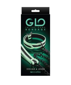 Glo Bondage Collar & Leash Green
