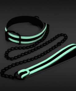 Glo Bondage Collar & Leash Green