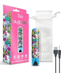 Prints Charming Buzzed Rechargeable 3.5" Bullet - Stoner Chick - Blue
