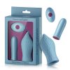 Femmefunn Versa T Bullet Vibrator & Textured Silicone Tongue-Shaped Sleeve Light Blue