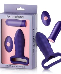 Femmefunn Versa P Bullet Vibrator & Textured Silicone Sleeve Dark Purple