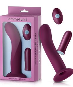 Femmefunn Versa S Bullet Vibrator & Curved Silicone Sleeve Dark Fuchsia