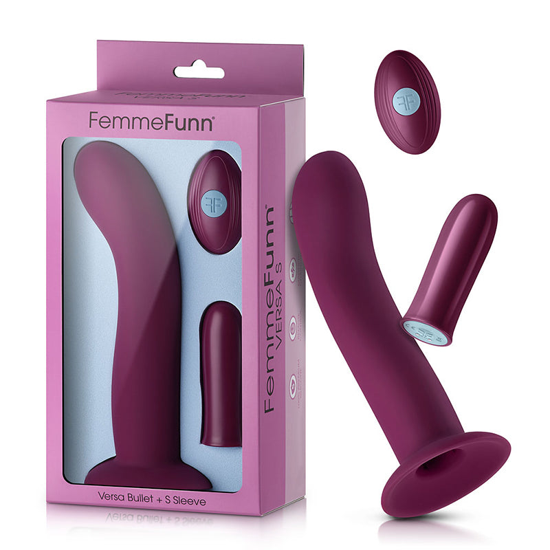 Femmefunn Versa S Bullet Vibrator & Curved Silicone Sleeve Dark Fuchsia 1 Femmefunn Versa S Bullet Vibrator & Curved Silicone Sleeve Dark Fuchsia