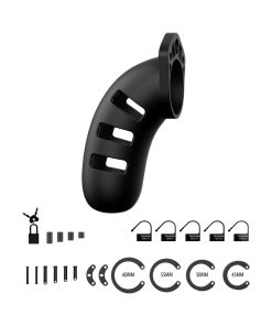 Shots Mancage Model 21 Adjustable 4.5 In. Silicone Chastity Cock Cage Black