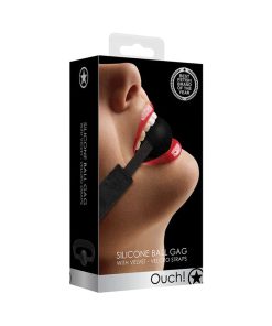 Ouch! Velvet Adjustable Silicone Ball Gag With Velcro Straps Black