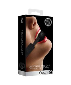 Ouch! Velvet Adjustable Breathable Ball Gag With Velcro Straps Black