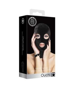 Ouch! Velvet Full-Head Mask With Eye And Mouth Opening Black