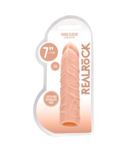 Realrock Realistic Veiny 7 In. Penis Sleeve Extender Beige