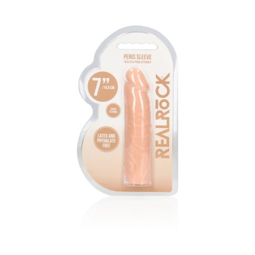 Realrock Realistic Veiny 7 In. Penis Sleeve Extender Beige - Image 11