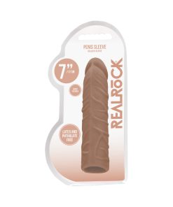 Realrock Realistic Veiny 7 In. Penis Sleeve Extender Tan