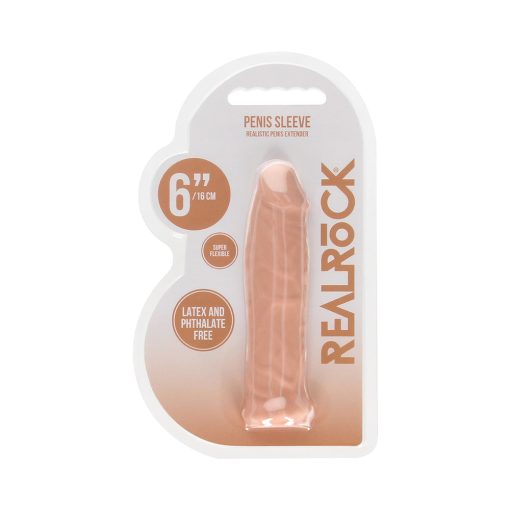 Realrock Realistic 6 In. Penis Sleeve Extender Beige - Image 12