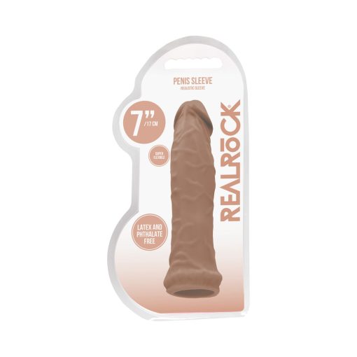 Realrock Realistic 6 In. Penis Sleeve Extender Tan - Image 4