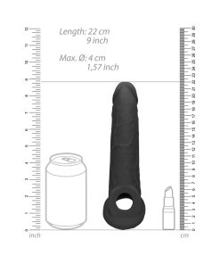 Realrock Realistic 9 In. Penis Sleeve Extender Sling Black