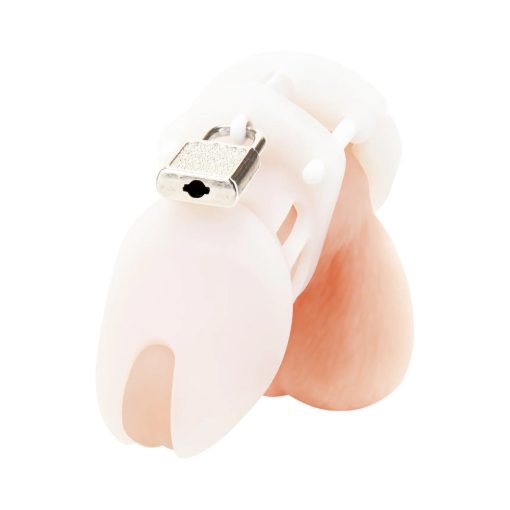 Blue Line Silicone Chastity Cock Cage White - Image 2