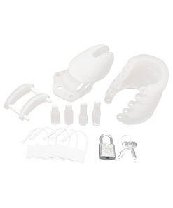 Blue Line Silicone Chastity Cock Cage White