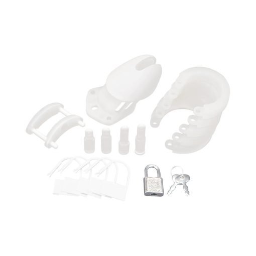 Blue Line Silicone Chastity Cock Cage White - Image 4