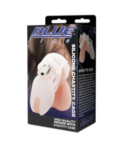 Blue Line Silicone Chastity Cock Cage White