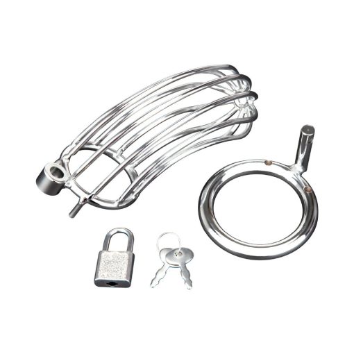 Blue Line Prisoner Cock Cage Silver - Image 2