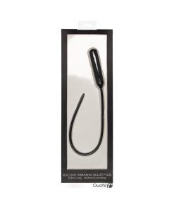 Ouch! Urethral Sounding Extra Long Silicone Vibrating Bullet Plug Black