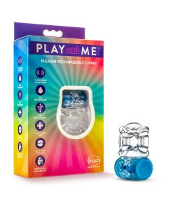 Play With Me Pleaser Rechargeable Vibrating C-Ring Blue