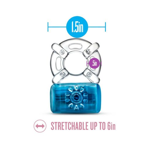 Play With Me Pleaser Rechargeable Vibrating C-Ring Blue - Image 6