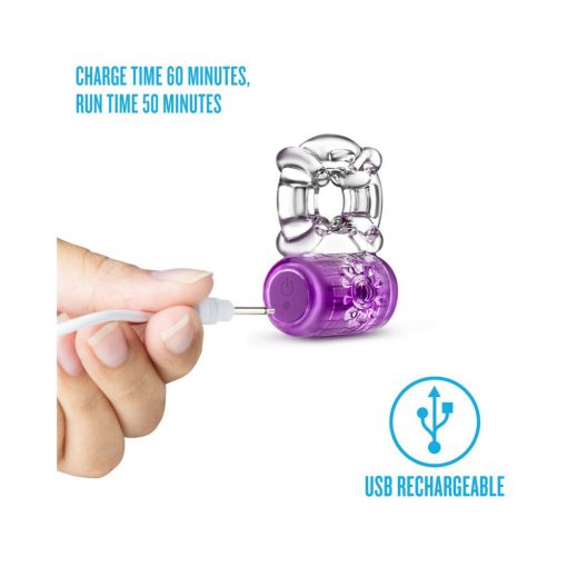 Play With Me Pleaser Rechargeable Vibrating C-Ring Purple - Image 4