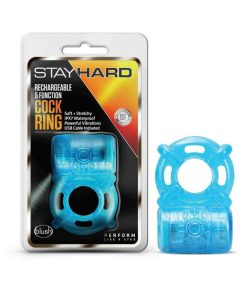 Stay Hard Rechargeable 5 Function Vibrating Cockring Blue
