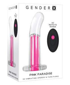 Gender X Pink Paradise Rechargeable Remote-Controlled Vibrating Curved Anal Plug Clear/Pink