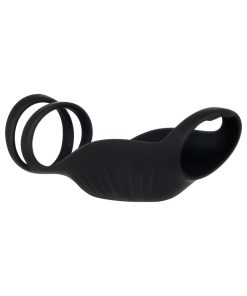 Gender X Rocketeer Rechargeable Triple-Ring Vibrating Silicone Penis Sheath Black