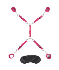 Lux Fetish 7-Piece Bed Spreader Playful Restraint System Hot Pink