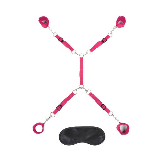 Lux Fetish 7-Piece Bed Spreader Playful Restraint System Hot Pink - Image 3