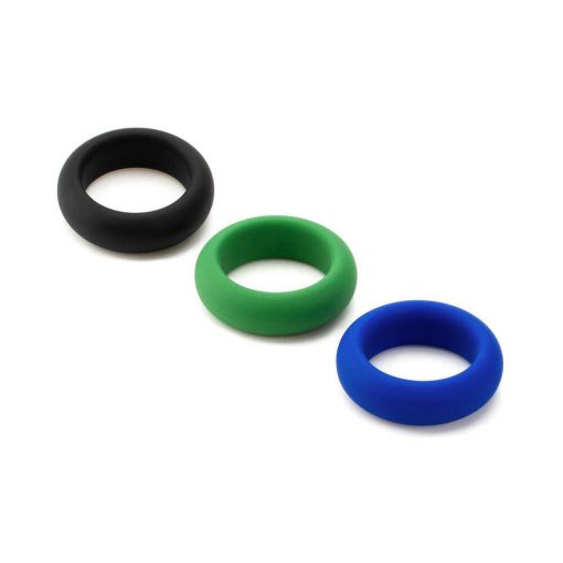Je Joue Silicone Cock Ring 3-Piece Set Black/Green/Blue - Image 3