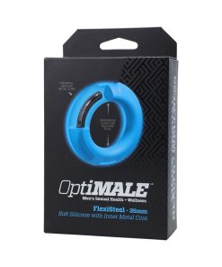 Optimale Flexisteel Silicone, Metal Core Cock Ring 35 Mm Blue
