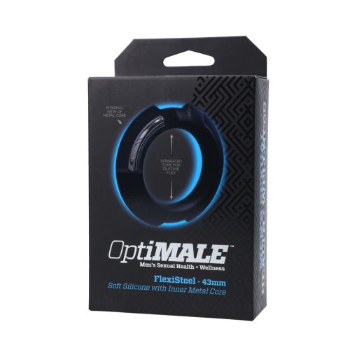 Optimale Flexisteel Silicone, Metal Core Cock Ring 43 Mm Black - Image 6