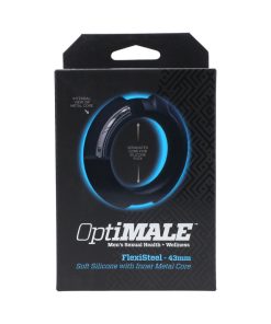 Optimale Flexisteel Silicone, Metal Core Cock Ring 43 Mm Black