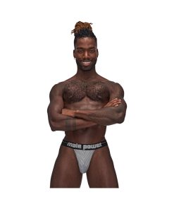 Male Power Sexagon Strappy Ring Jock Gray S/M