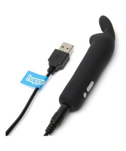 Happy Rabbit Rechargeable Silicone Bullet Vibrator With Ears Black