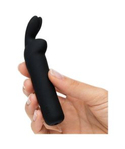 Happy Rabbit Rechargeable Silicone Bullet Vibrator With Ears Black