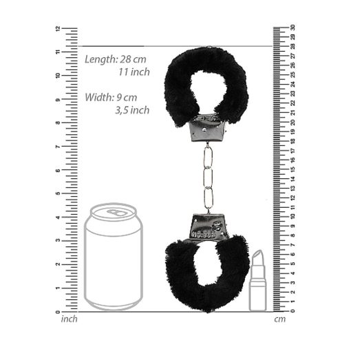 Ouch! Black & White Beginner Pleasure Furry Wrist Cuffs With Quick-Release Button Black - Image 3